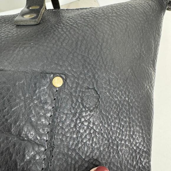 Portland Leather Goods Large Tote Bag Black Pebbled Leather Zipper Top Travel - Picture 3 of 9